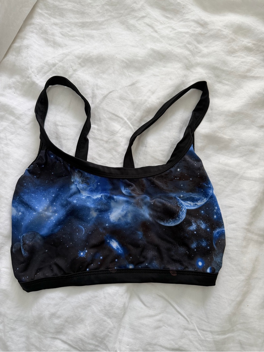Galaxy Print Sports Bralette - Black & Blue